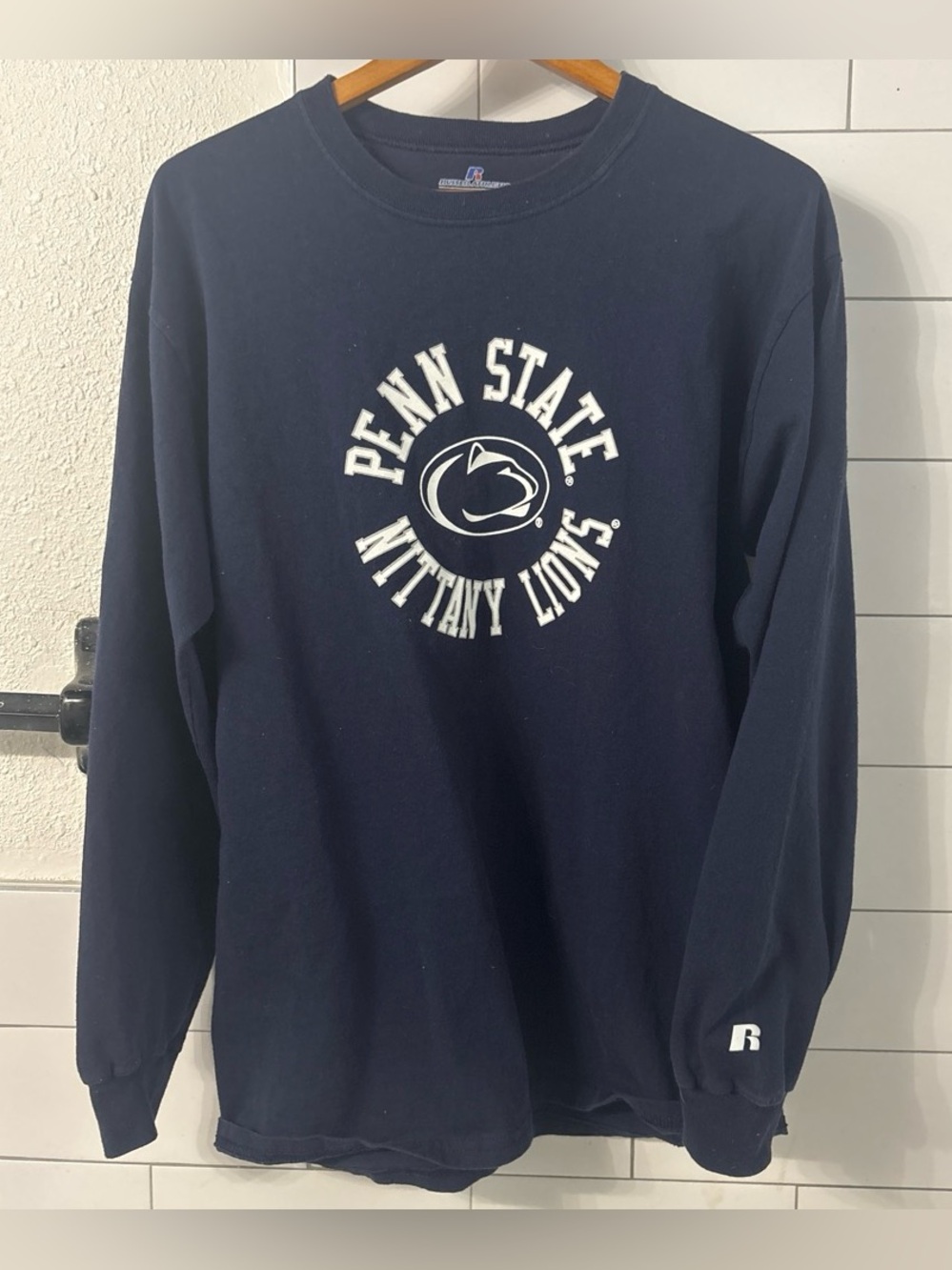 Russell Athletic Navy and Red Logo Cotton Tee